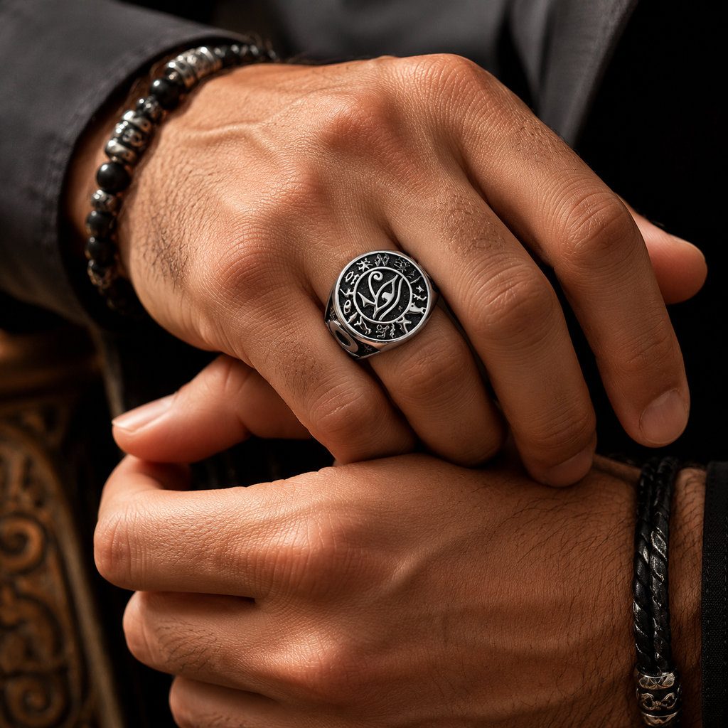 Bague Vintage Œil du Pharaon &amp; Anubis