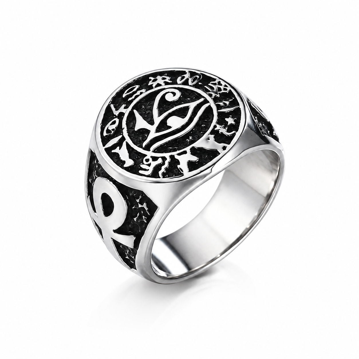 Bague Vintage Œil du Pharaon et Anubis